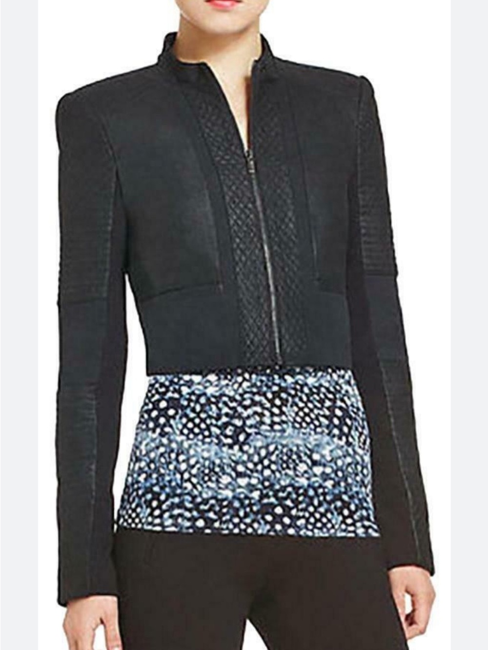 BCBGMaxAzria Joshua Quilted Cropped Moto Jacket